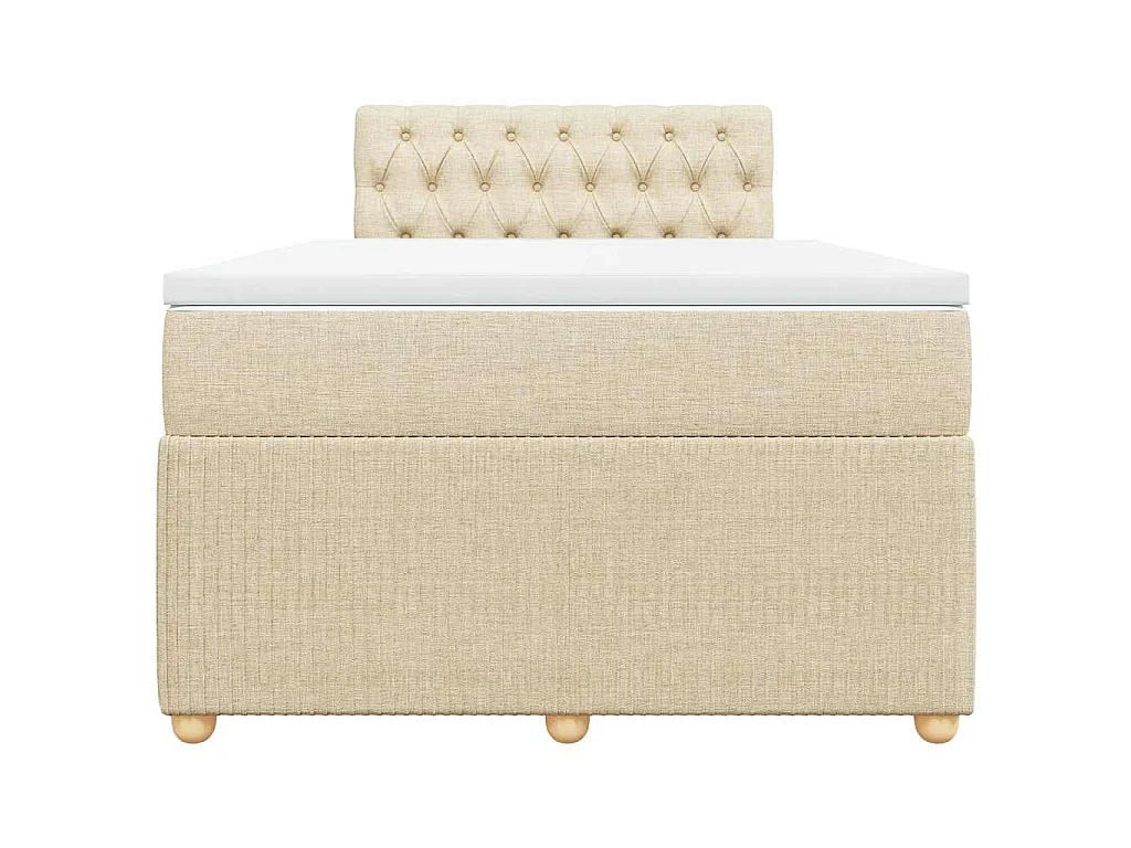 Sommier à lattes de lit avec matelas Crème 120x200 cm Tissu