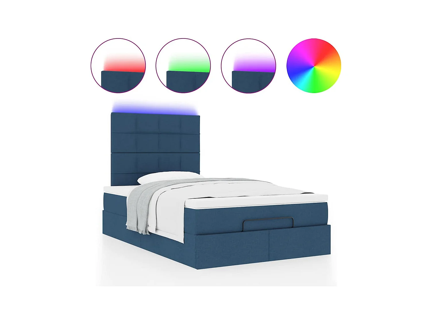 Ottoman bed met matras en LED's 120x200cm stof blauw