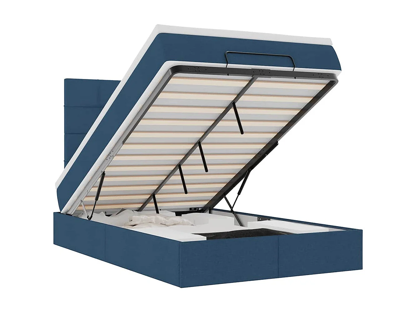 Ottoman bed met matras en LED's 120x200cm stof blauw