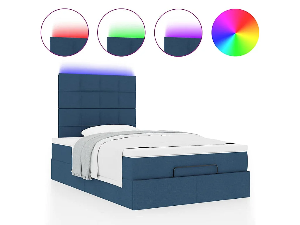 Struttura Letto Pouf con Materasso Blu 120x200 cm in Tessuto