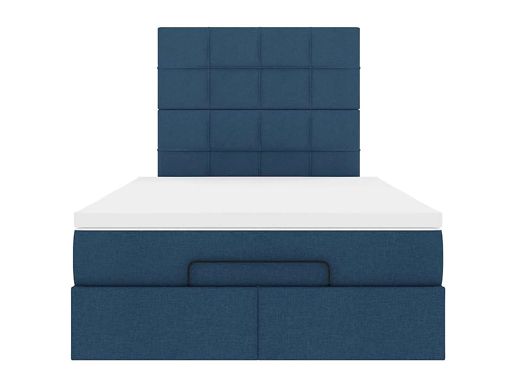 Struttura Letto Pouf con Materasso Blu 120x200 cm in Tessuto