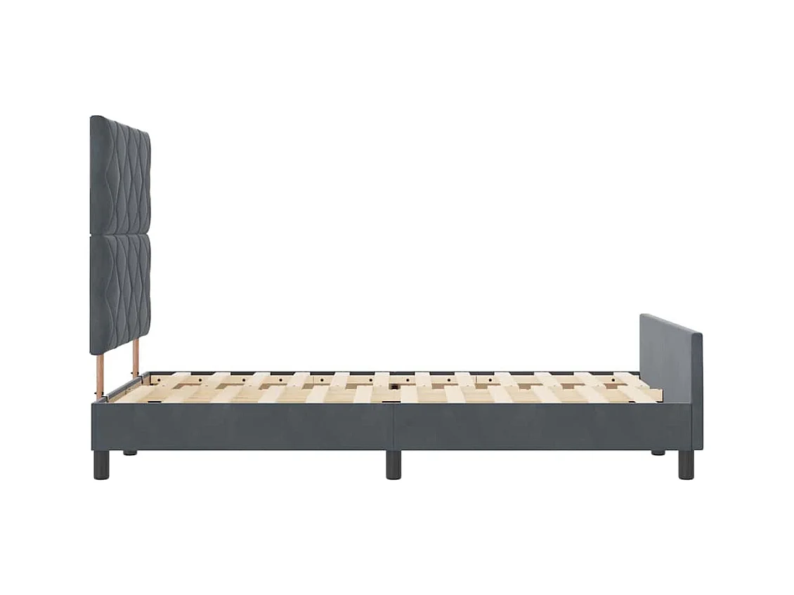 Cadre de lit avec tête de lit Gris foncé 120 x 190 cm Velours