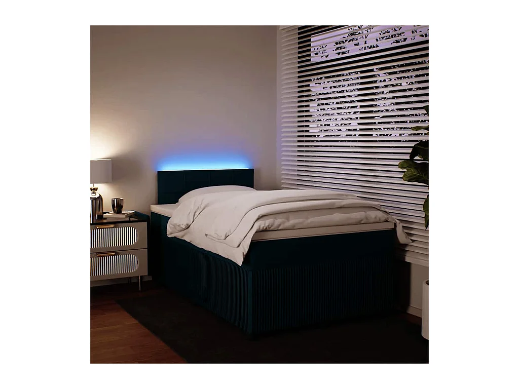 Sommier à lattes de lit et matelas bleu 120x200 cm velours