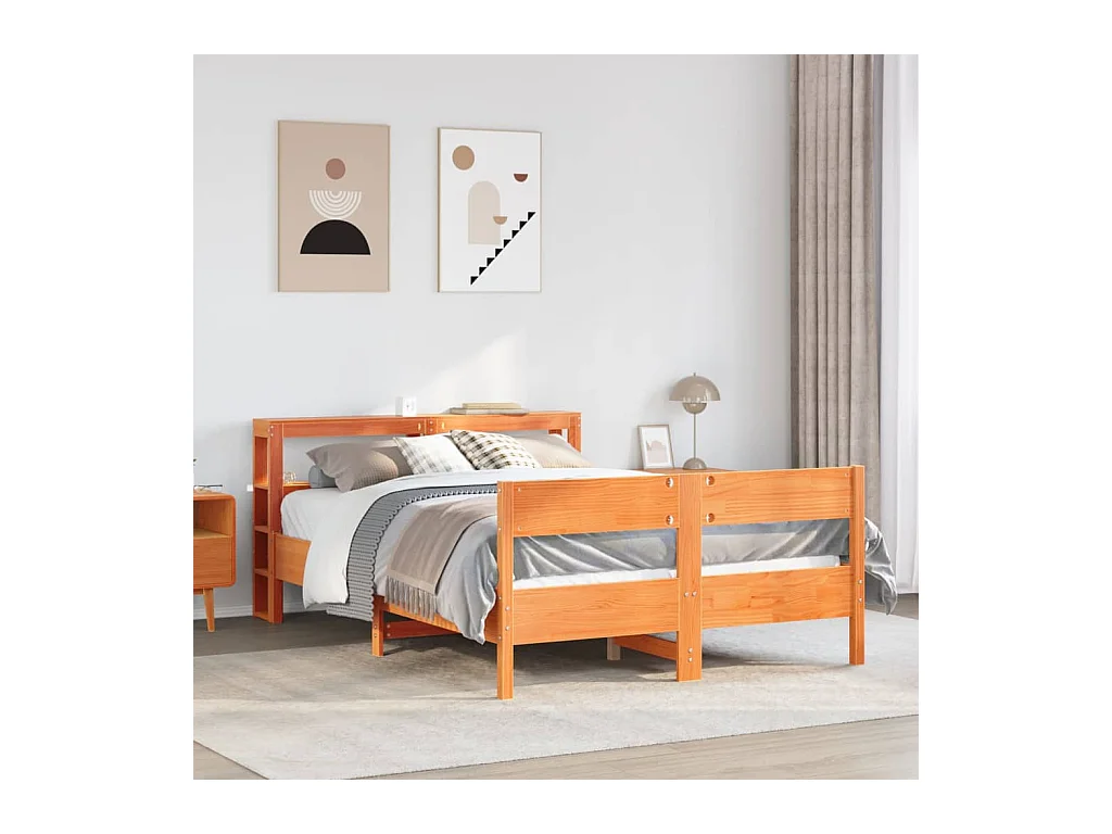 Cadre de lit sans matelas cire marron 120x200cm bois pin massif