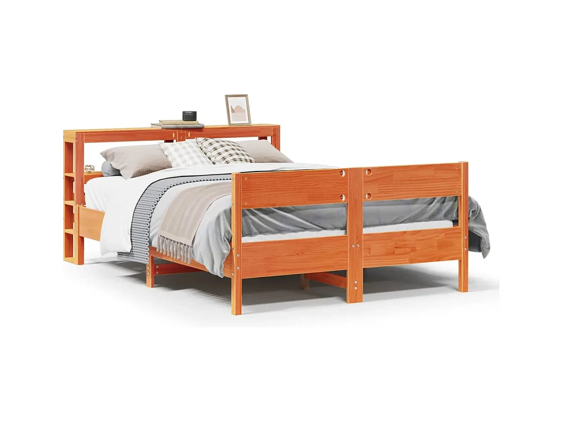 Cadre de lit sans matelas cire marron 120x200cm bois pin massif