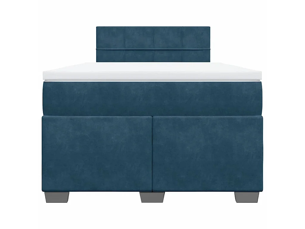Cama box spring con colchón terciopelo azul oscuro 120x190 cm