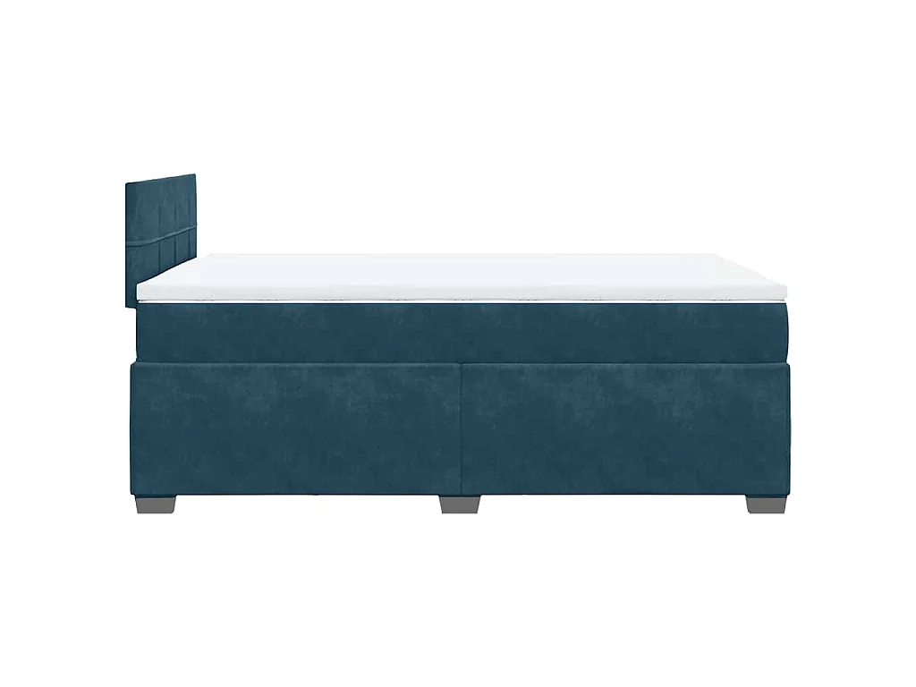 Cama box spring con colchón terciopelo azul oscuro 120x190 cm
