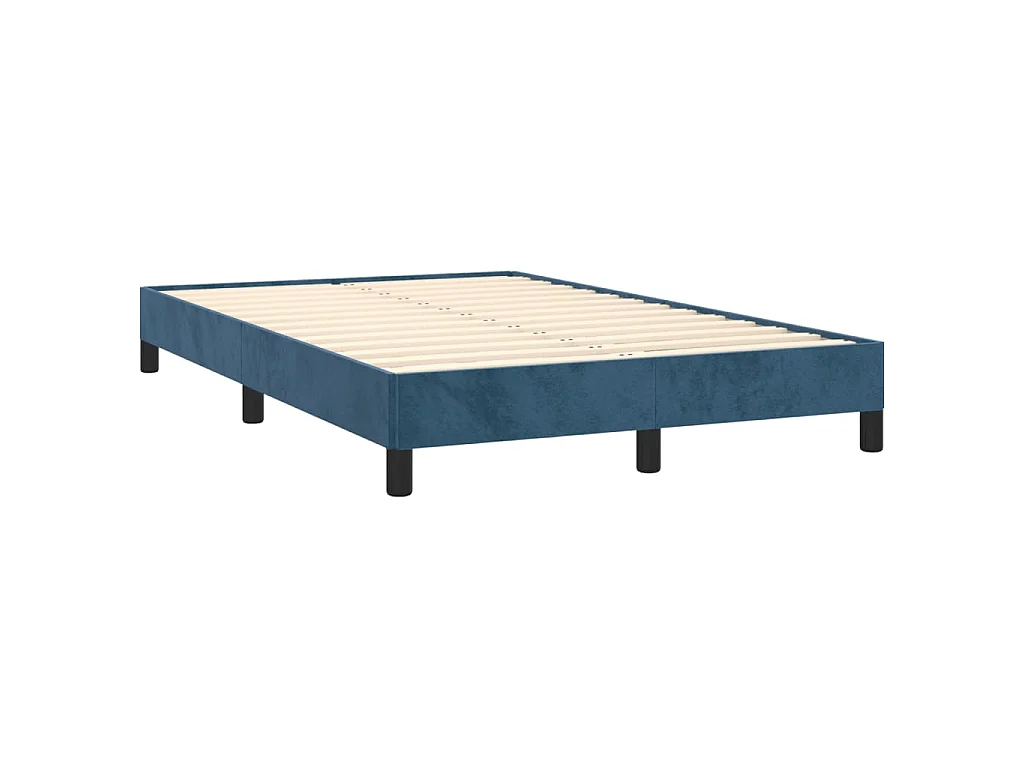Sommier à lattes de lit et matelas bleu foncé 120x190cm velours
