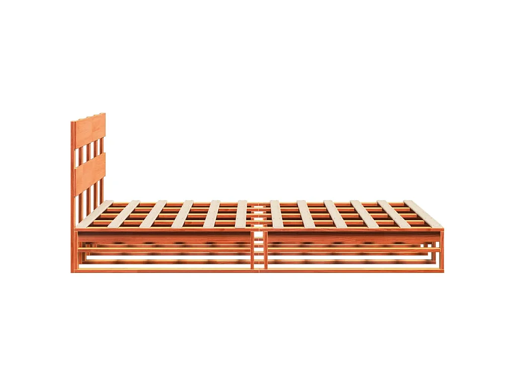 Cama sin colchón madera maciza de pino marrón cera 120x200 cm
