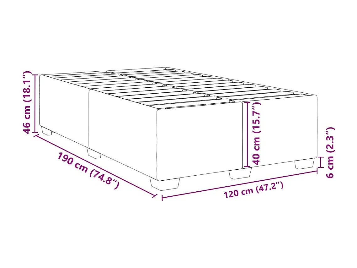Bettgestell ohne Matratze Creme 120x190 cm Stoff