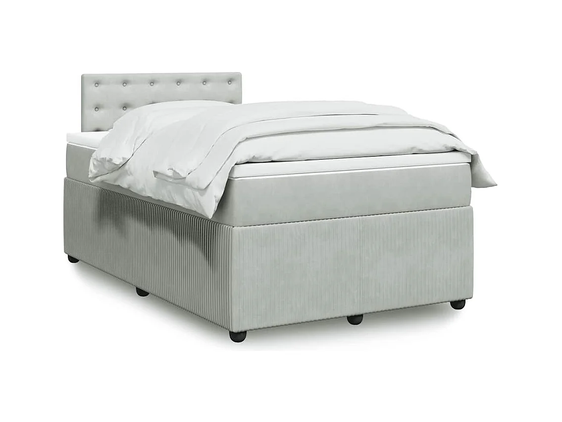 Boxspring met matras fluweel lichtgrijs 120x190 cm