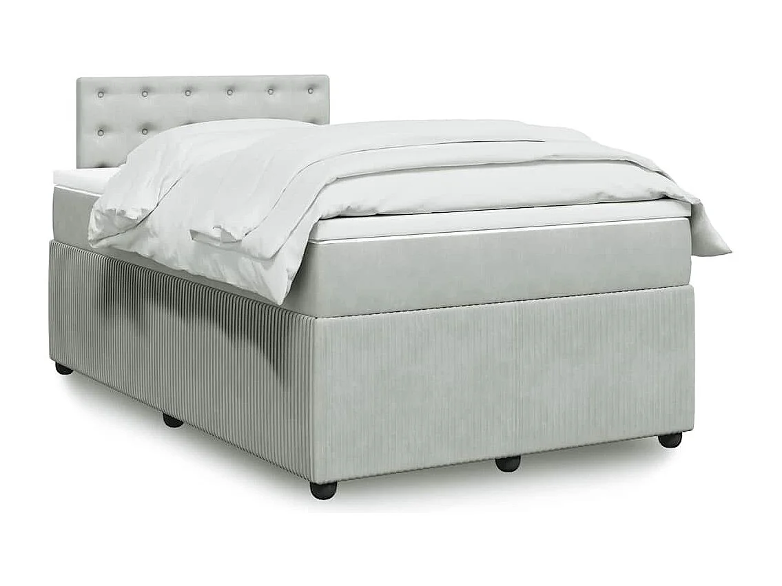 Cama boxspring com colchão 120x190 cm veludo cinzento-claro