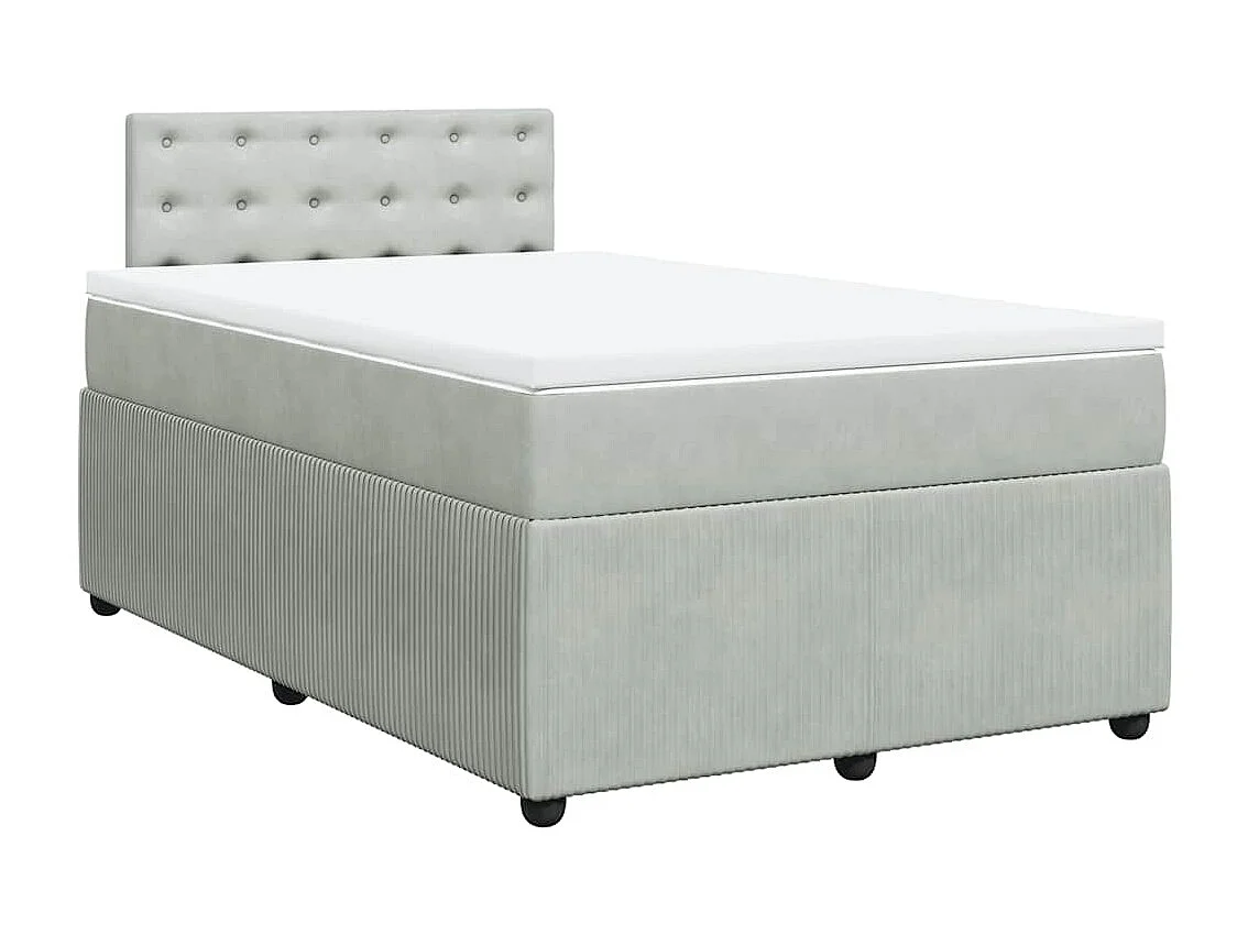 Cama boxspring com colchão 120x190 cm veludo cinzento-claro