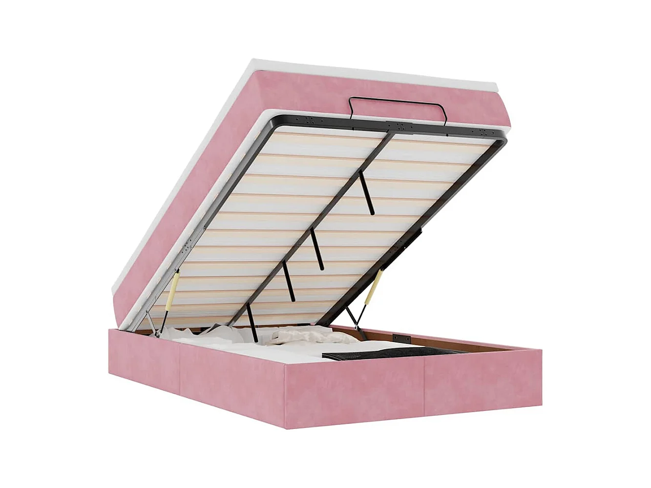 Lit ottoman avec matelas rose 120x190 cm velours