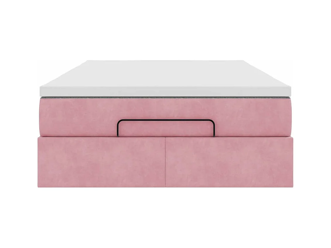 Lit ottoman avec matelas rose 120x190 cm velours