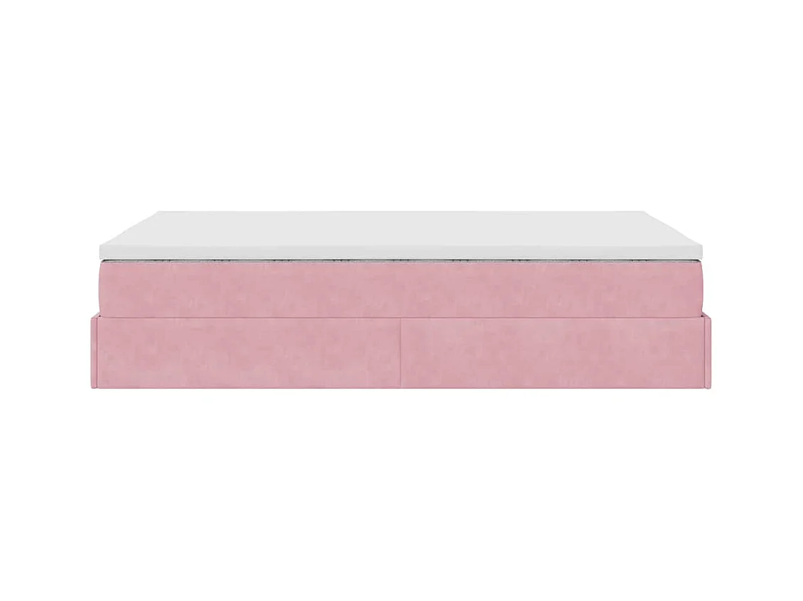 Lit ottoman avec matelas rose 120x190 cm velours