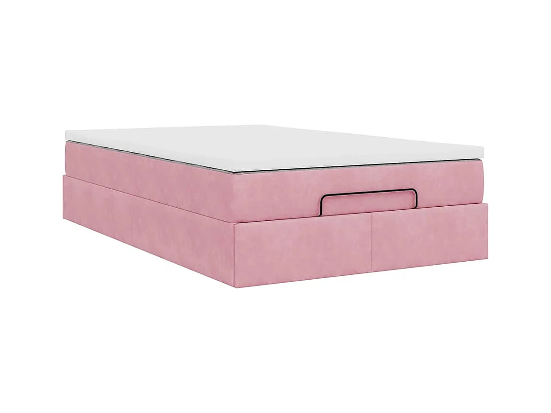 Lit ottoman avec matelas rose 120x190 cm velours