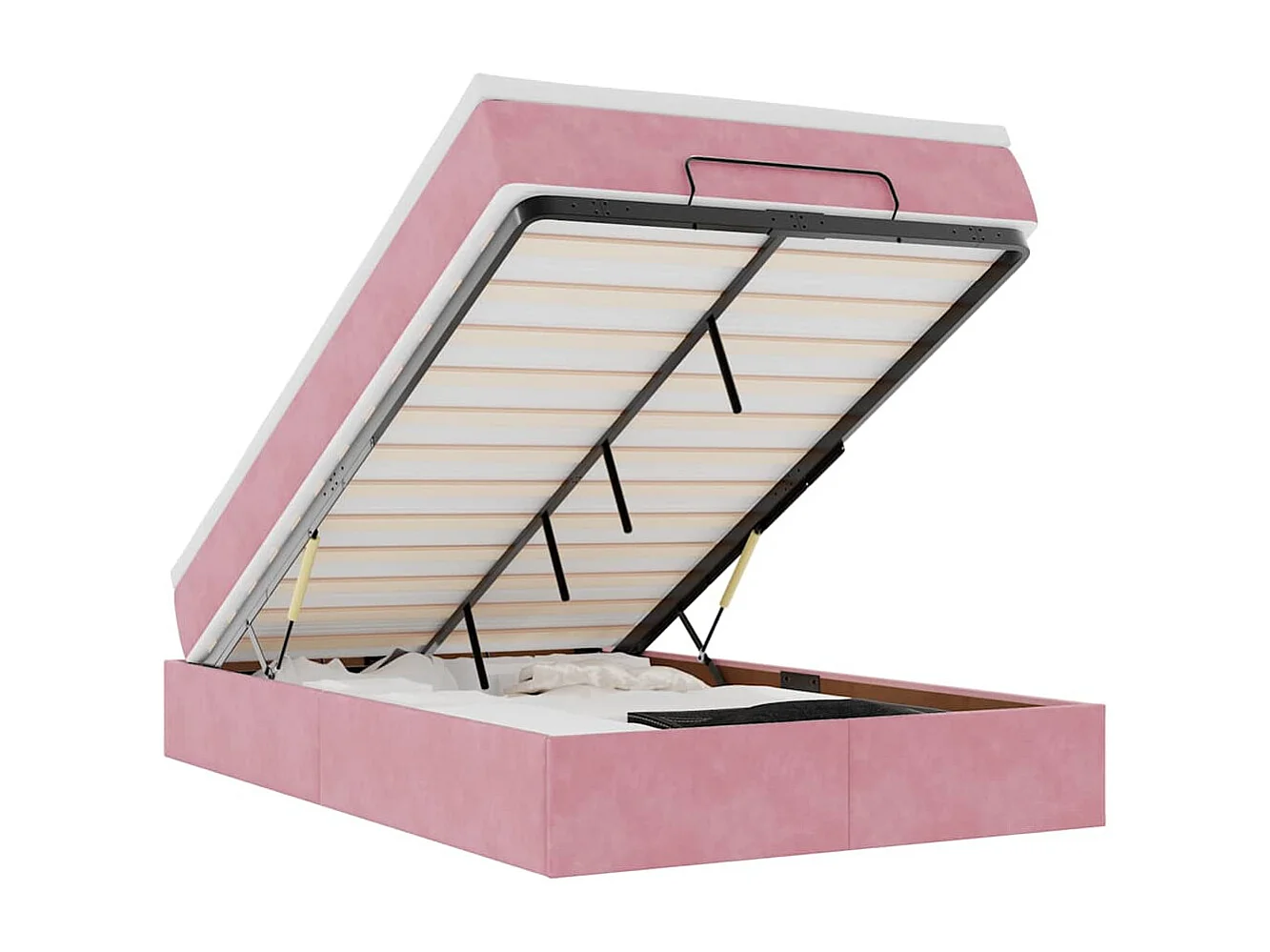 Pouf Letto con Materasso Rosa 120x190 cm Velluto