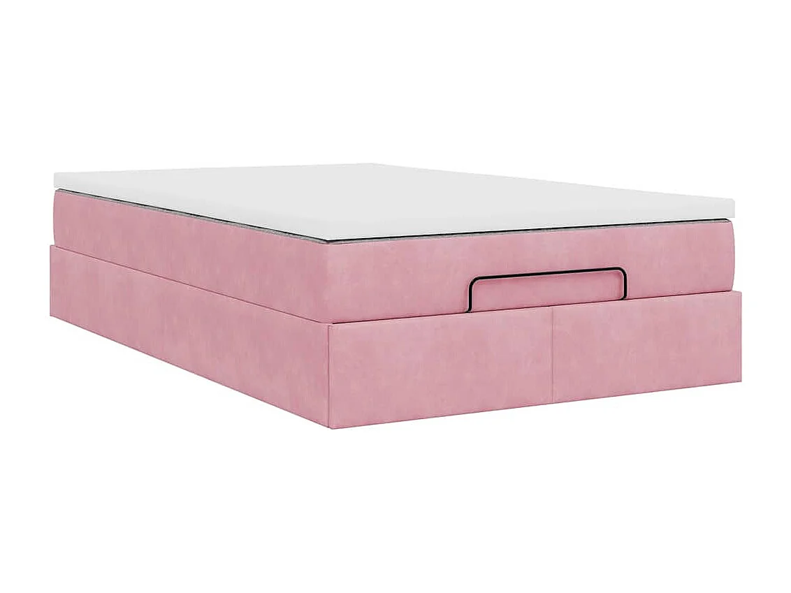 Pouf Letto con Materasso Rosa 120x190 cm Velluto