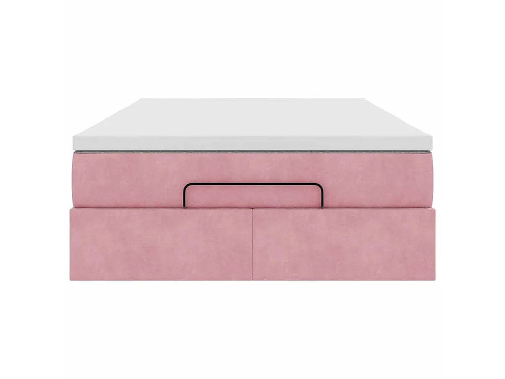 Cama otomana con colchón terciopelo rosa 120x190 cm