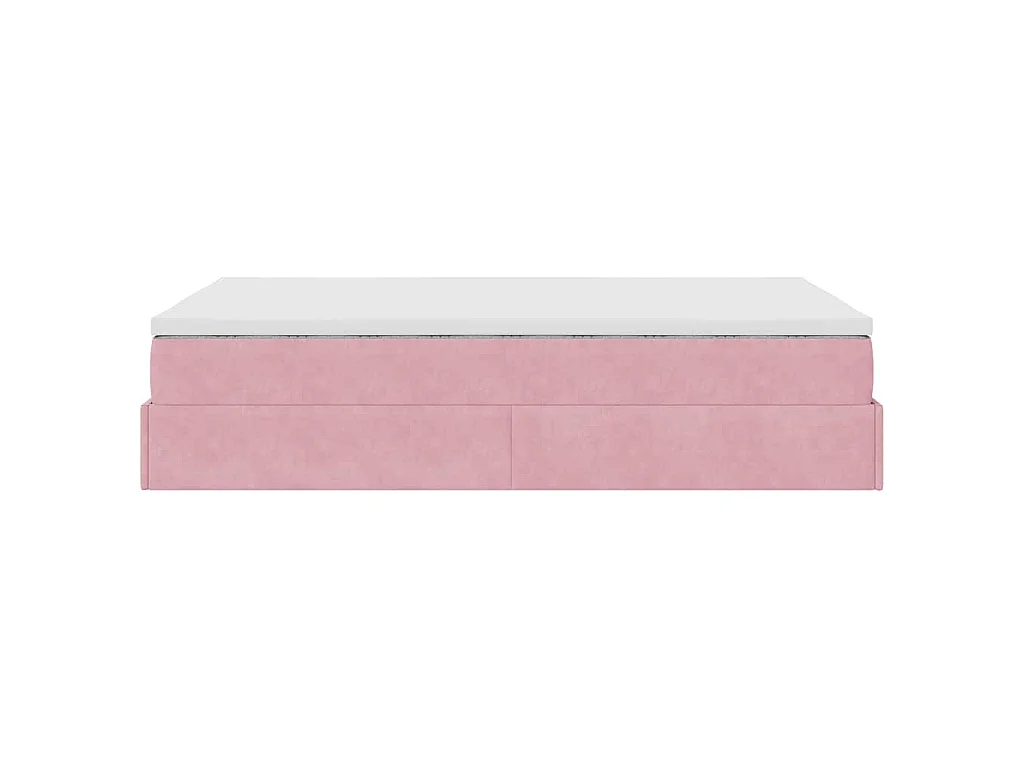 Cama otomana con colchón terciopelo rosa 120x190 cm