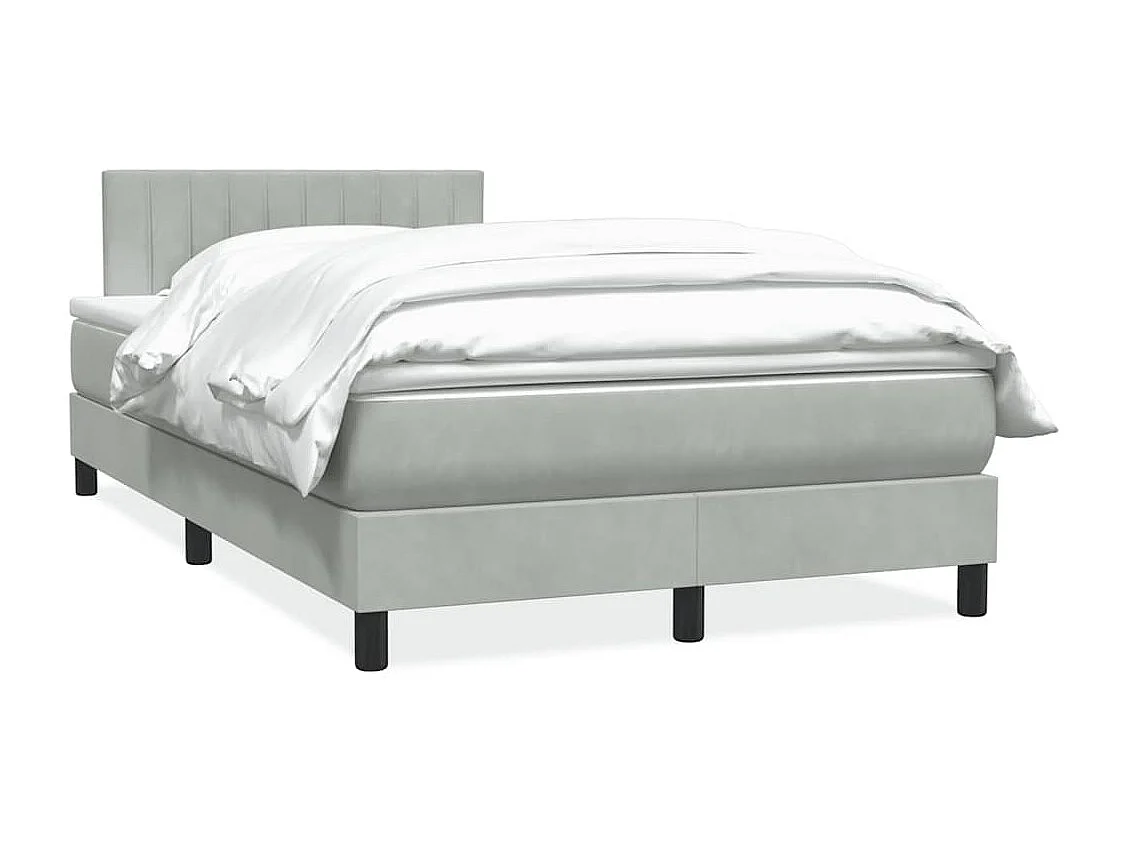 Cama boxspring c/ colchão 120x210 cm veludo cinzento-claro