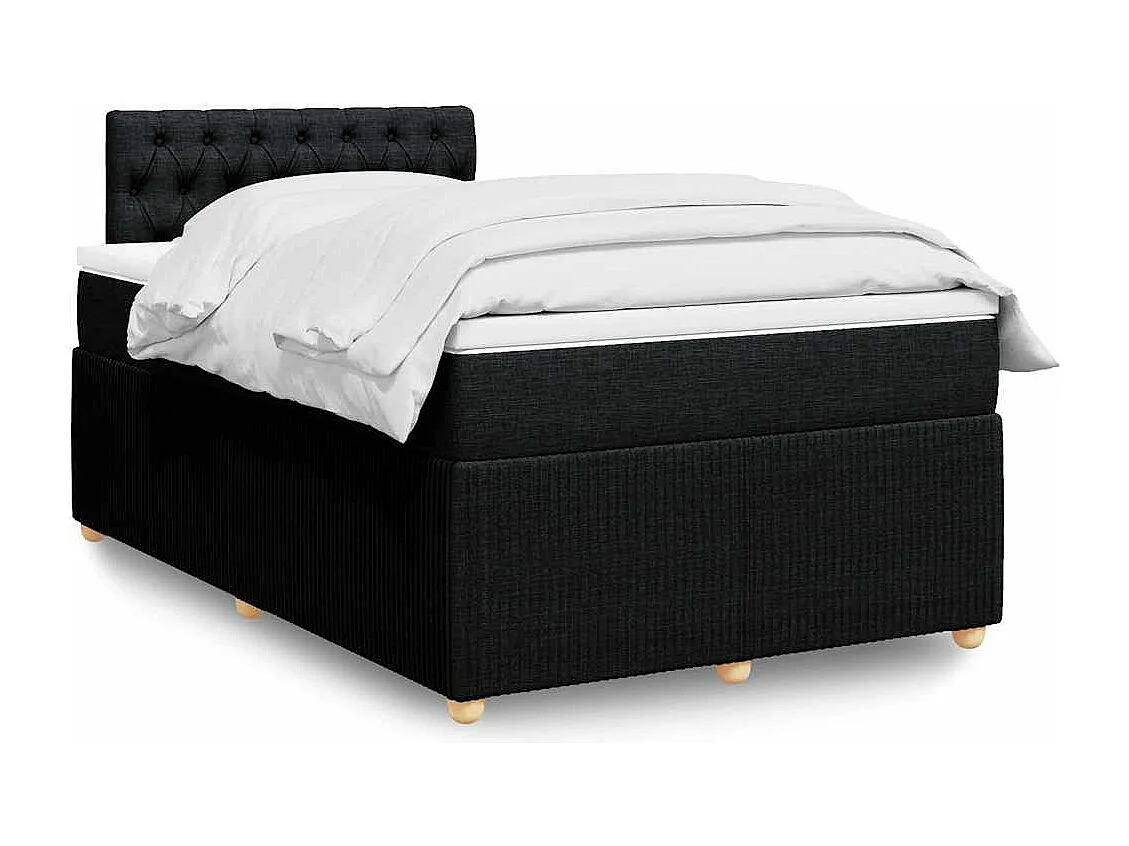Cama boxspring com colchão 120x190 cm tecido preto