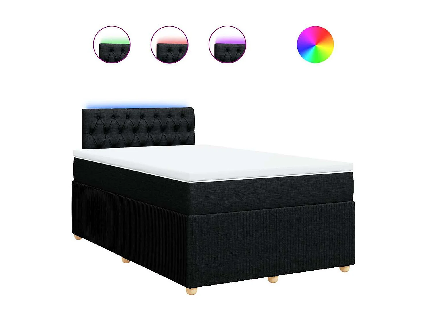 Cama box spring con colchón tela negro 120x190 cm