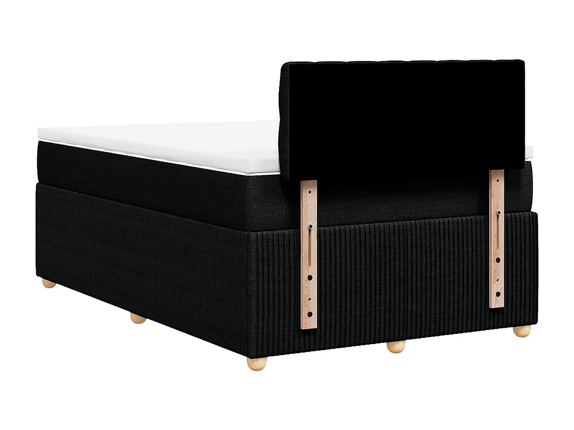 Cama box spring con colchón tela negro 120x190 cm
