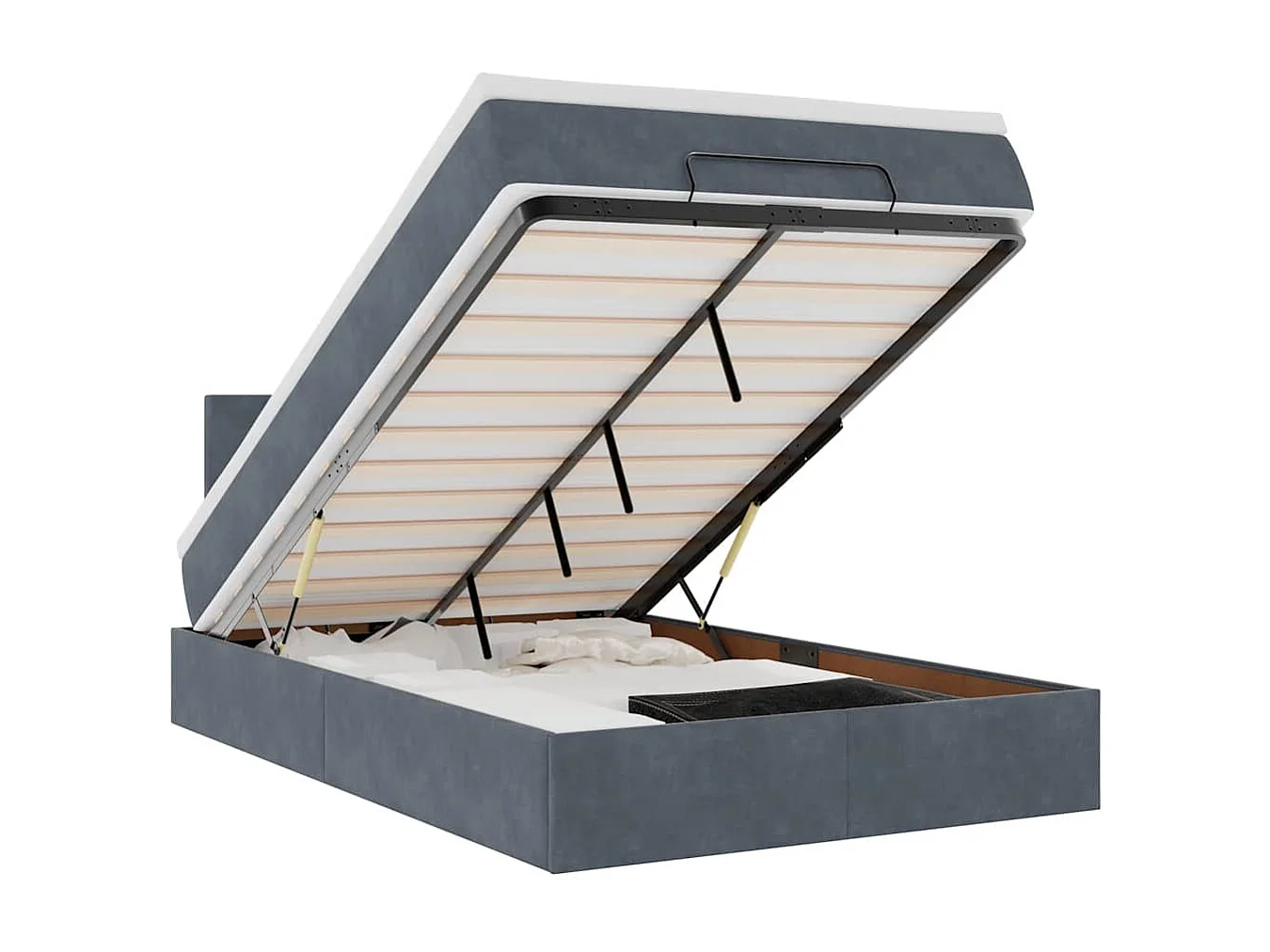 Ottoman-Bett mit Matratze & LEDs Dunkelgrau 120x200 cm Samt