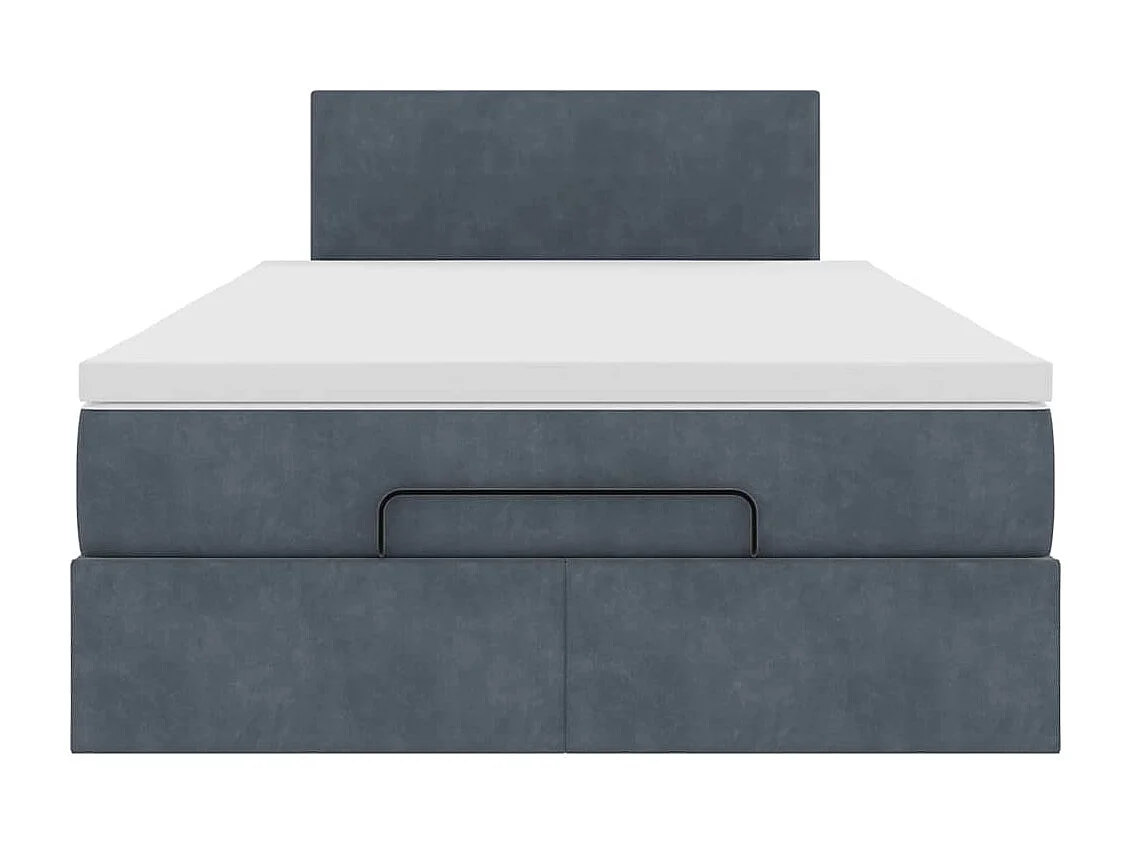 Estructura cama otomana colchón terciopelo gris oscuro