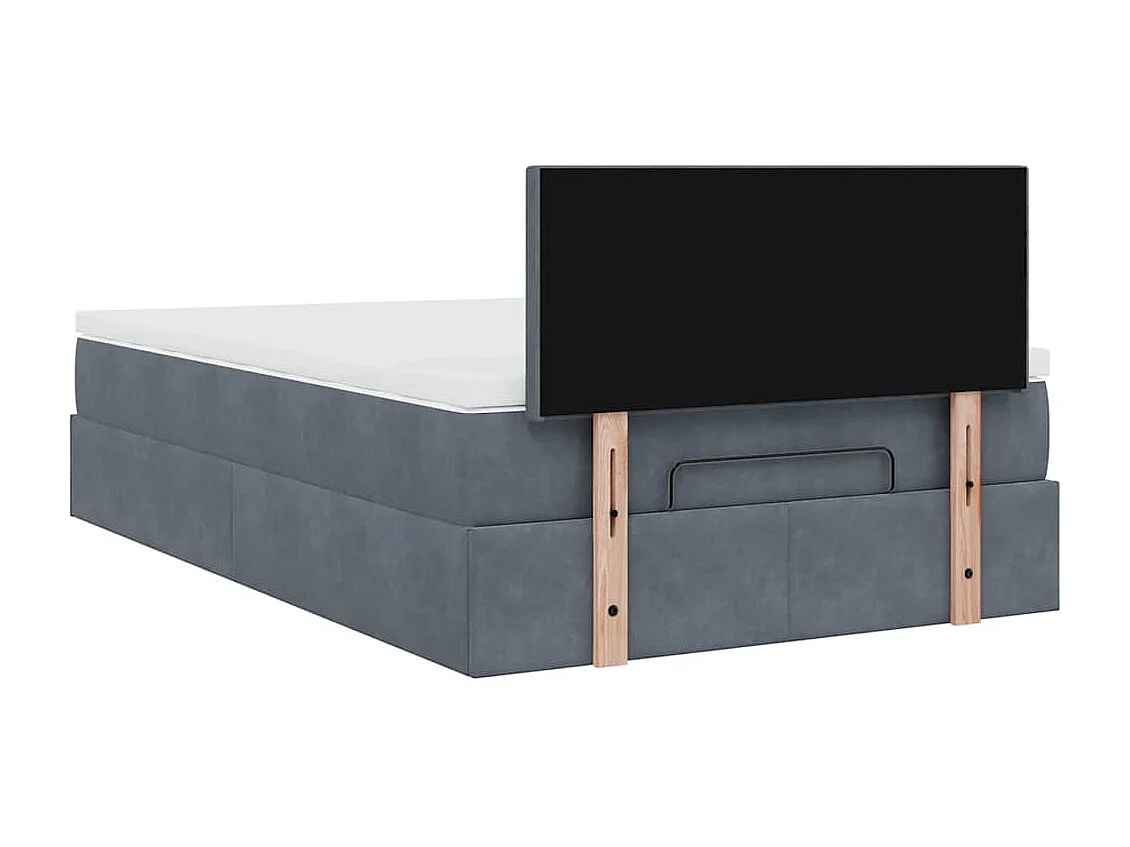 Estructura cama otomana colchón terciopelo gris oscuro