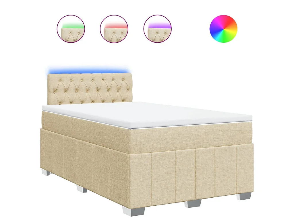 Sommier à lattes de lit avec matelas crème 120x190 cm tissu