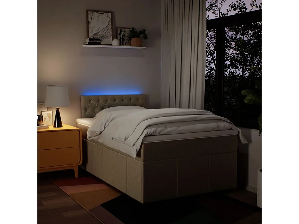 Sommier à lattes de lit avec matelas crème 120x190 cm tissu