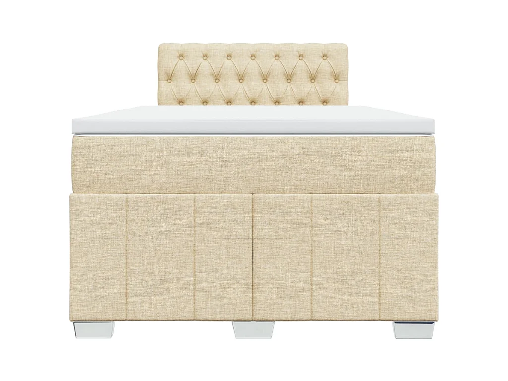 Sommier à lattes de lit avec matelas crème 120x190 cm tissu