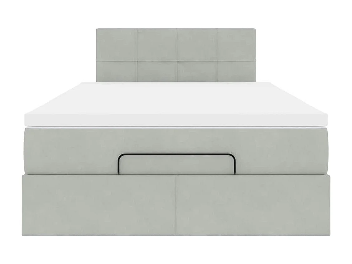 Cama otomana com colchão cinza claro 120x190 cm Veludo