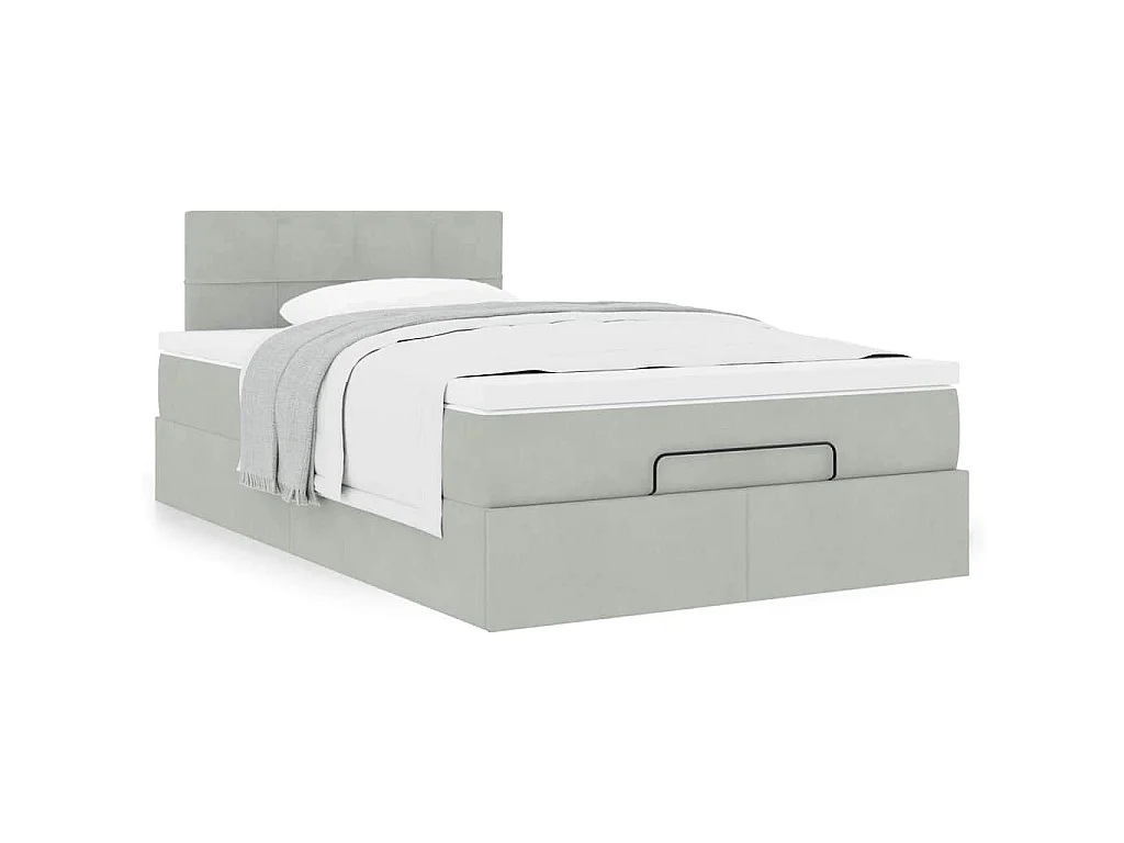 Bed poef met matras 120x190 cm fluweel lichtgrijs
