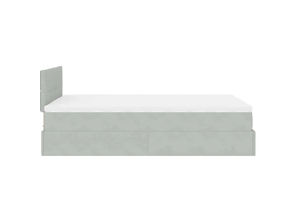 Bed poef met matras 120x190 cm fluweel lichtgrijs