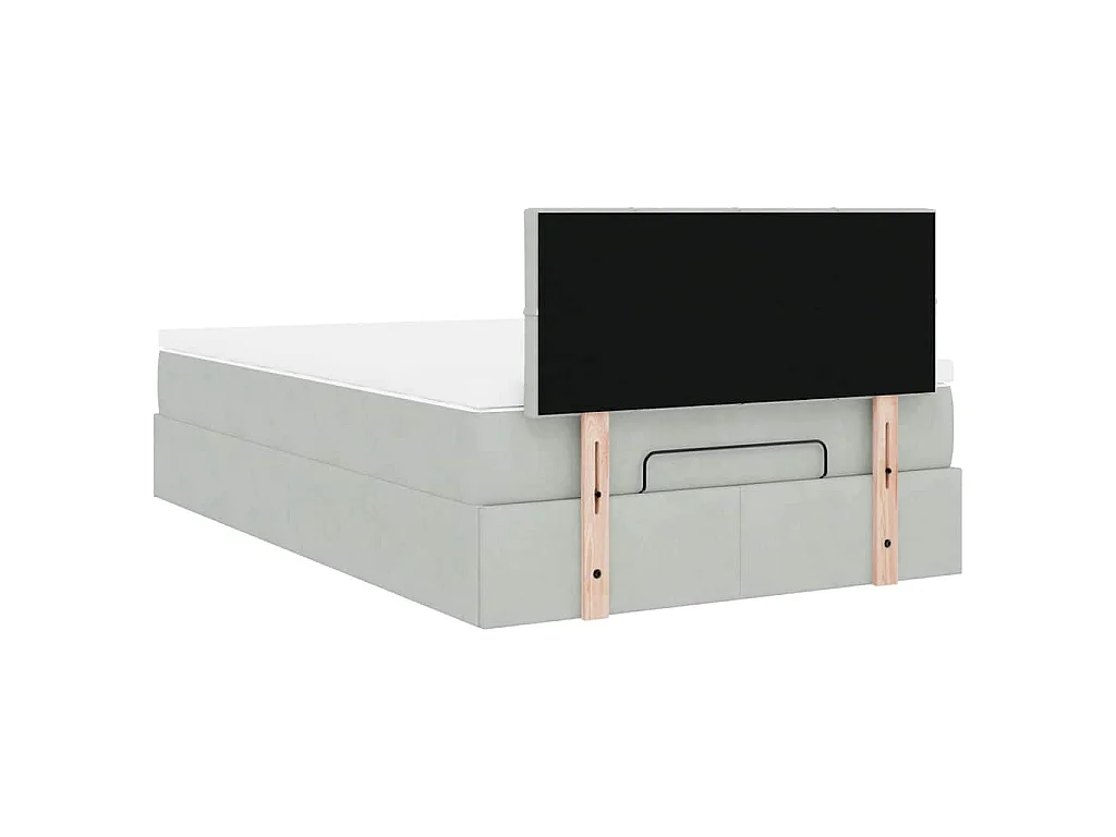 Bed poef met matras 120x190 cm fluweel lichtgrijs