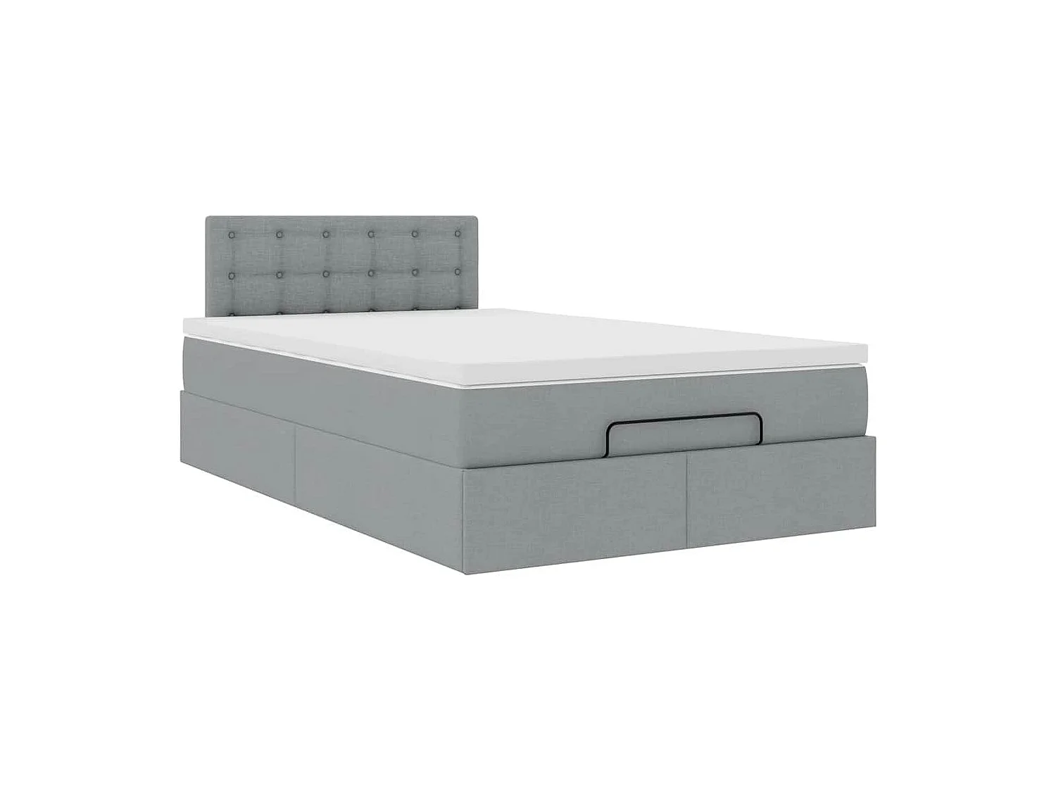 Cama otomana com colchão 120x190 cm tecido cinzento claro