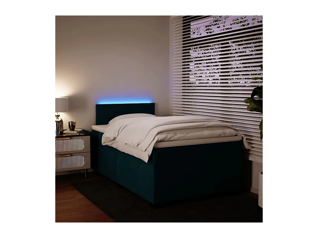 Boxspring met matras fluweel blauw 120x190 cm