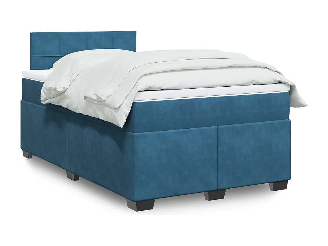 Cama boxspring com colchão 120x190 cm veludo azul