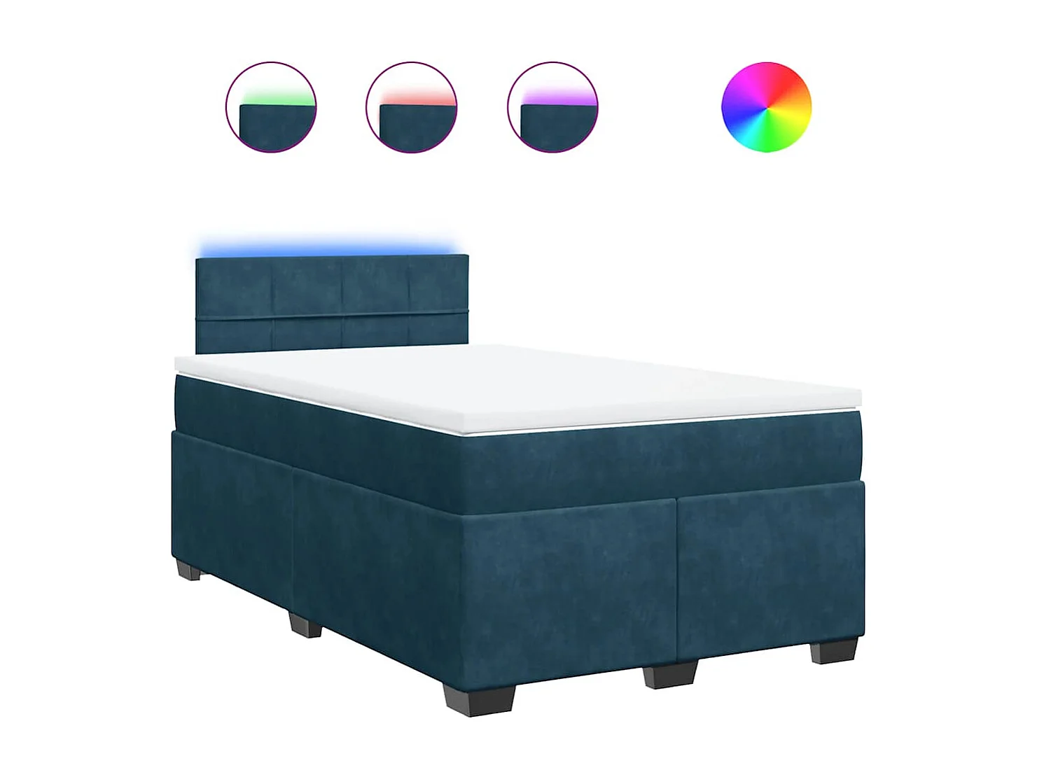 Sommier à lattes de lit et matelas bleu 120x190 cm velours