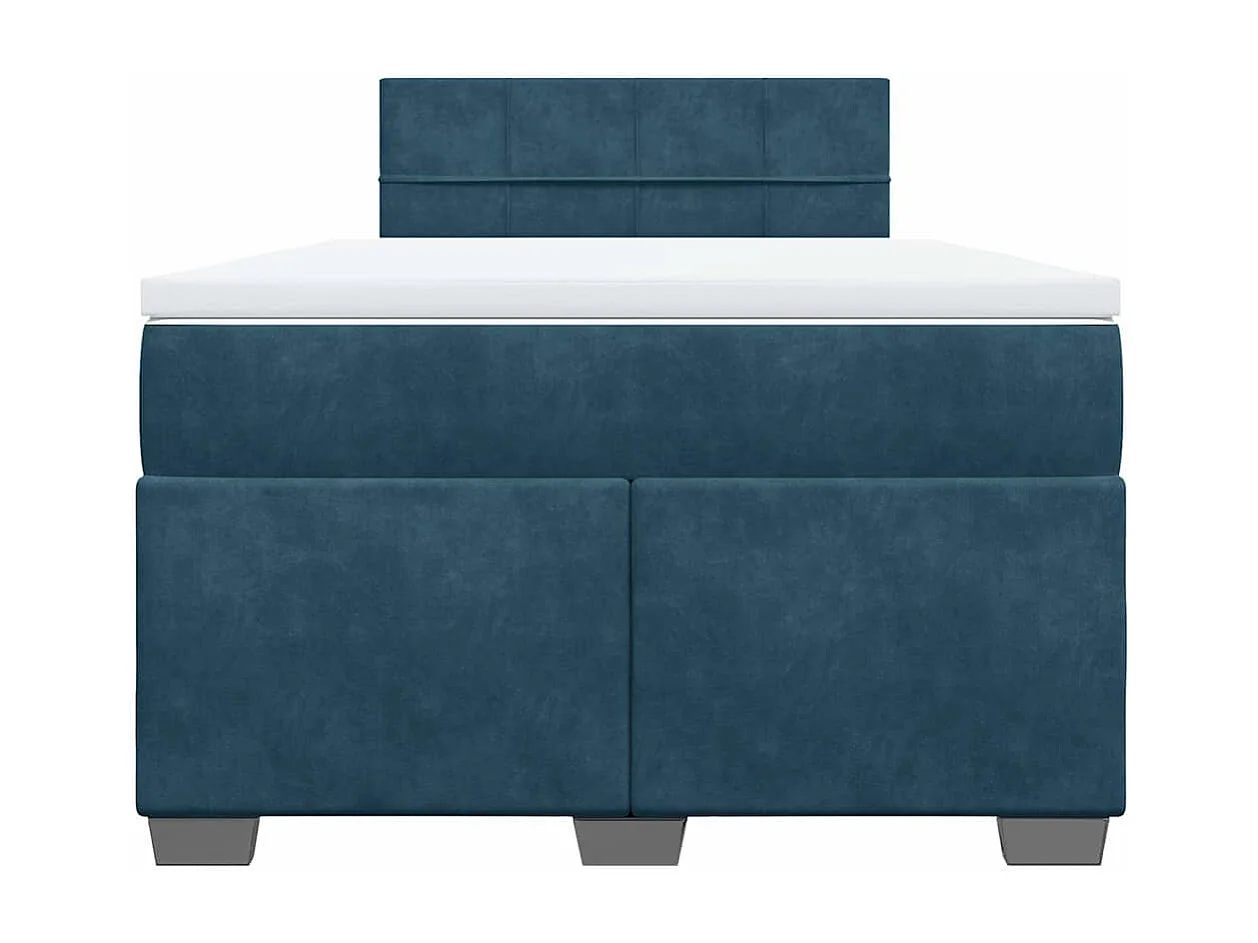 Cama box spring con colchón terciopelo azul 120x190 cm