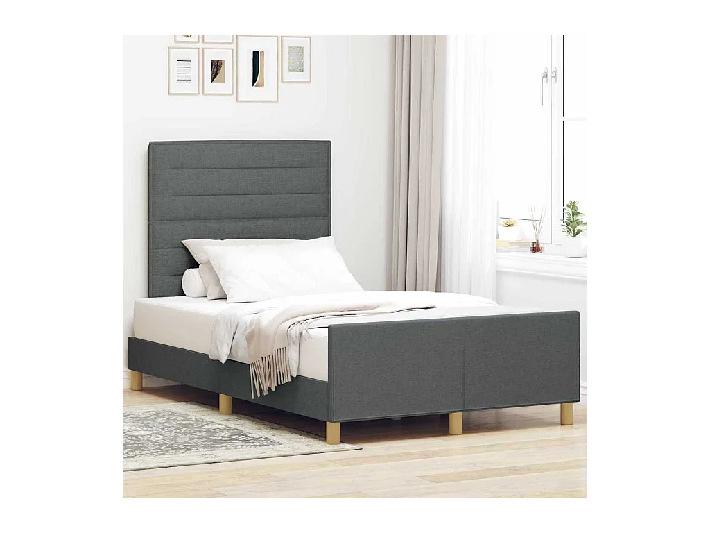 Struttura del letto Grigio scuro 120 x 190 cm Tessuto