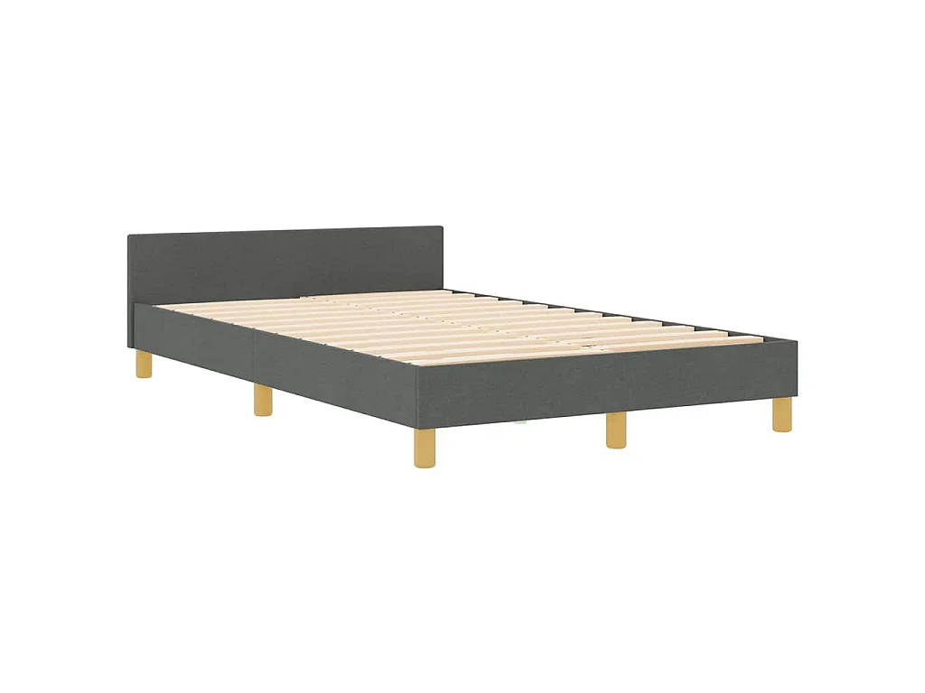 Bettgestell mit Kopfteil Dunkelgrau 120 x 190 cm Stoff