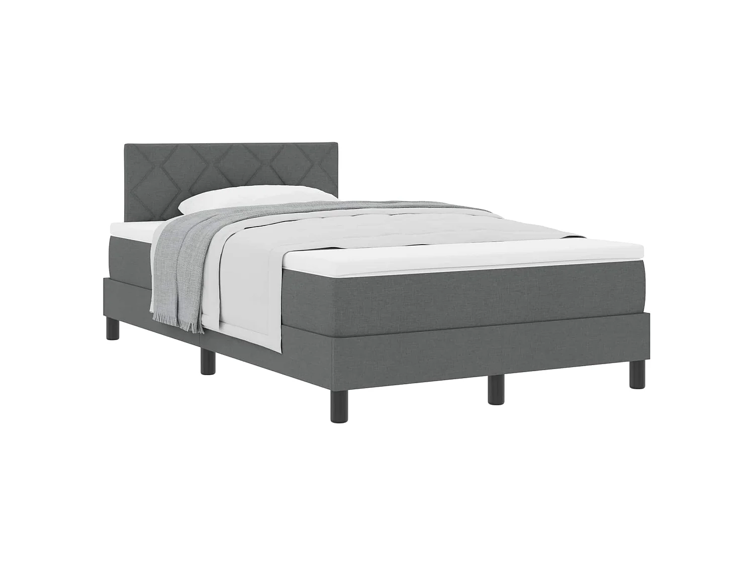 Boxspringbett mit Kopfteil Dunkelgrau 120 x 190 cm Stoff