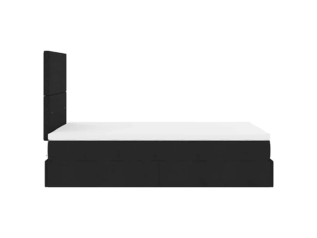 Struttura Letto Pouf con Materasso Nero 120x190 cm in Tessuto