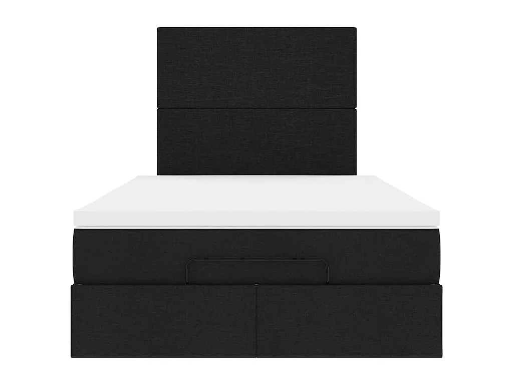 Cadre de lit ottoman avec matelas noir 120x190 cm tissu