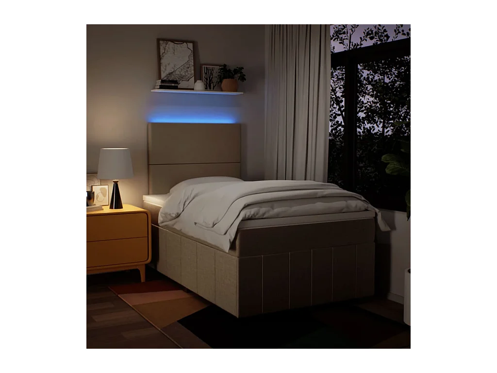 Boxspringbett mit Matratze Creme 120x190 cm Stoff